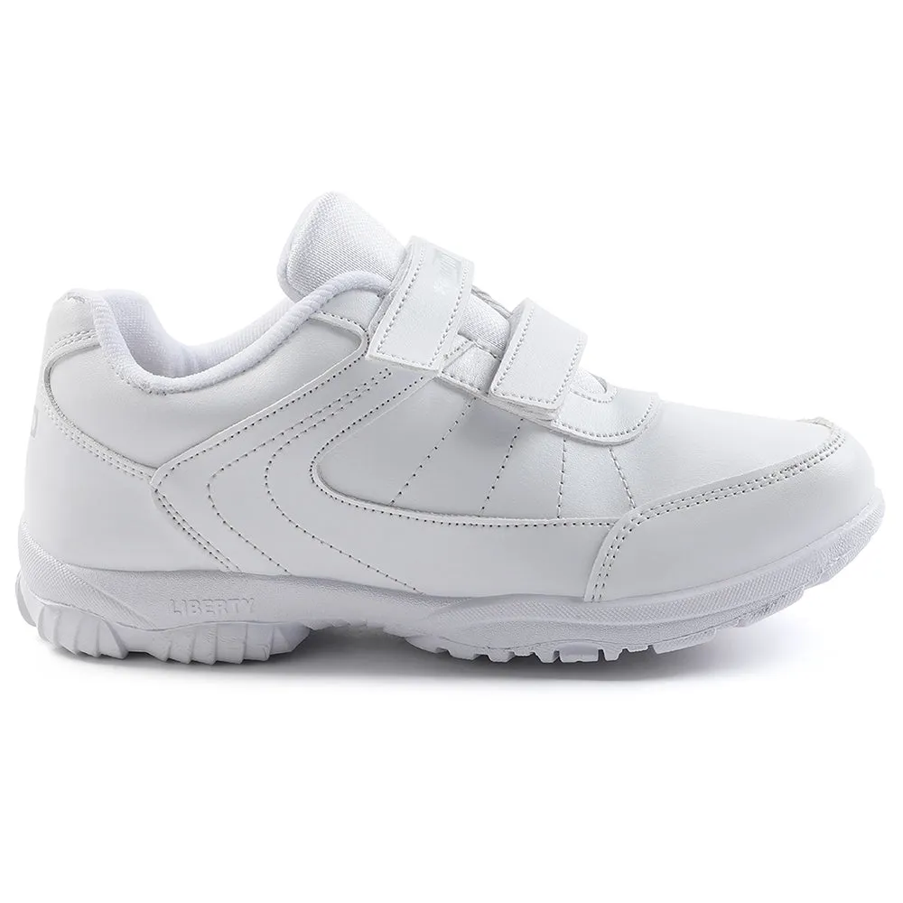 Force 10 White Velcro Uniform School Shoes For Kids SCHZONE-DV By Liberty