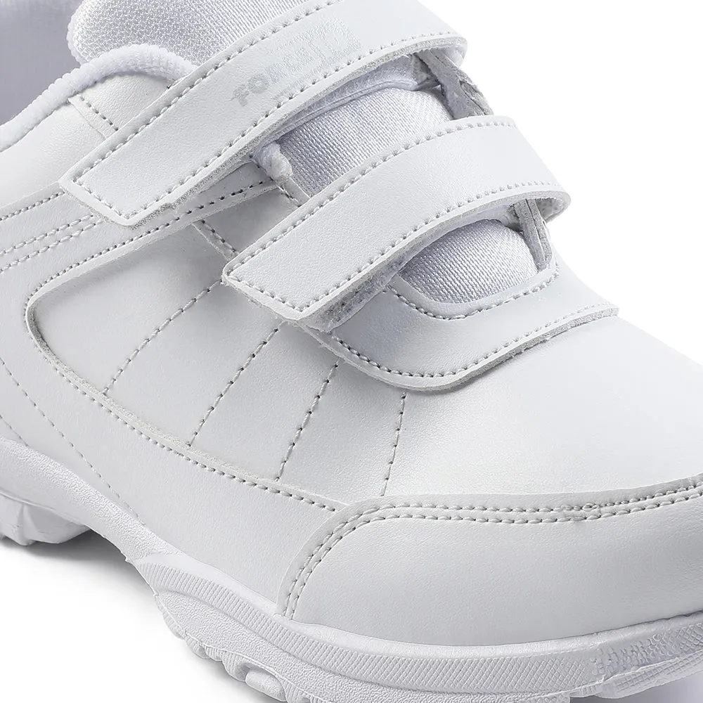 Force 10 White Velcro Uniform School Shoes For Kids SCHZONE-DV By Liberty