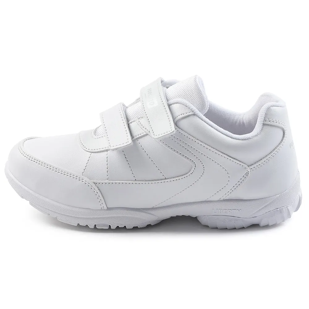 Force 10 White Velcro Uniform School Shoes For Kids SCHZONE-DV By Liberty