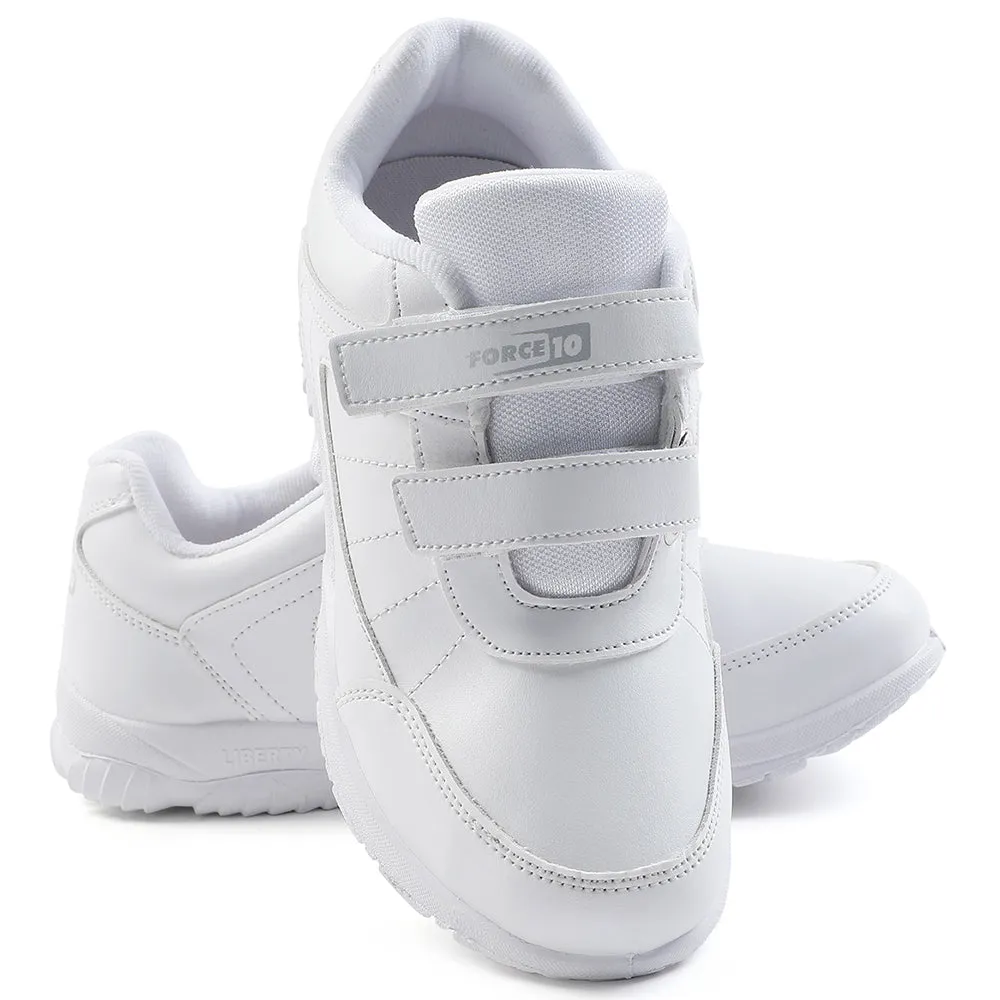 Force 10 White Velcro Uniform School Shoes For Kids SCHZONE-DV By Liberty
