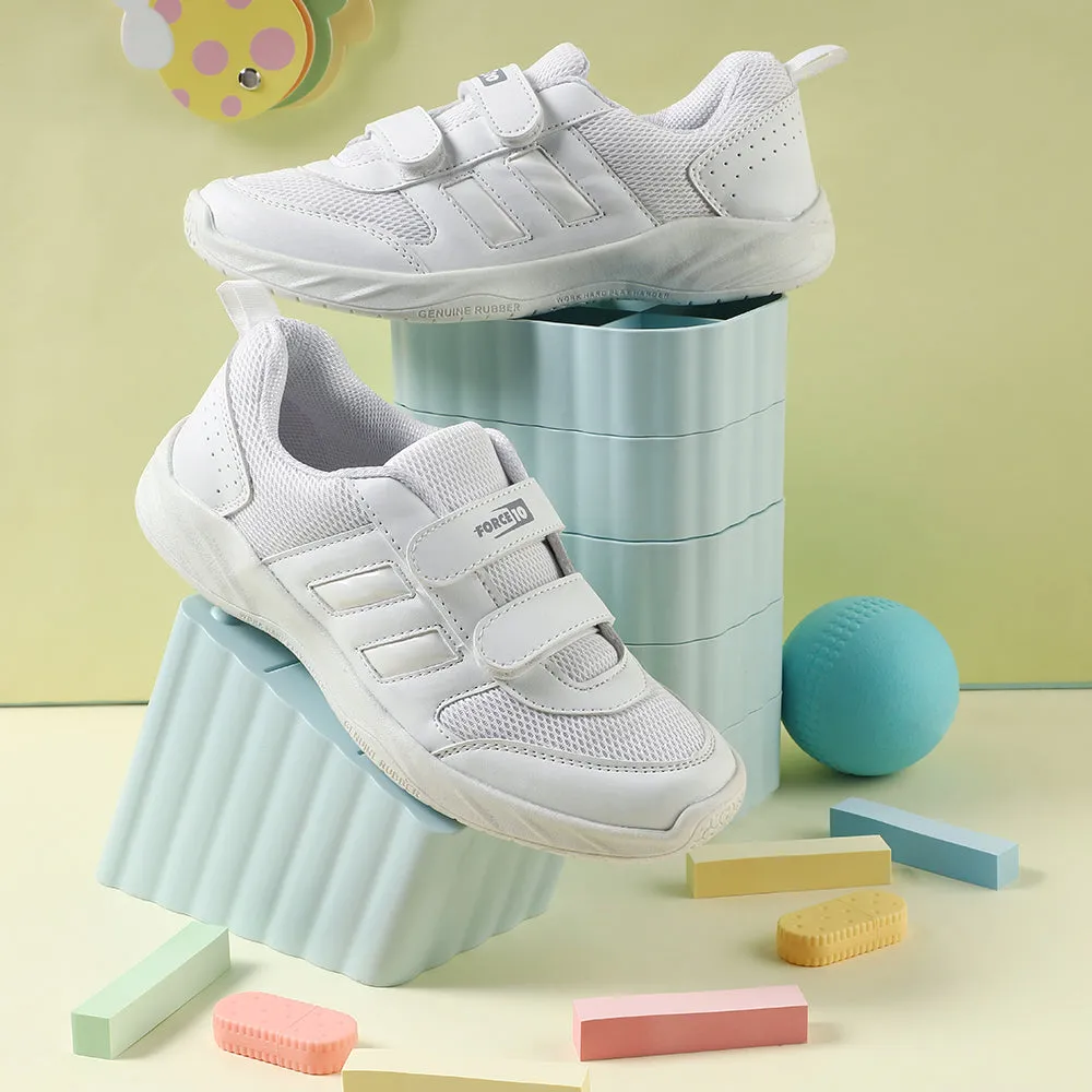 Force White Non Lacing Uniform School Shoes For Kids SKOLGAME-V By Liberty