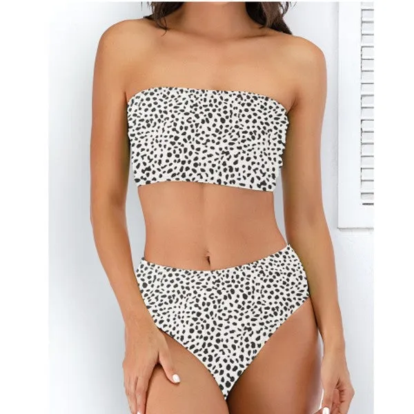 Hot Style Sexy Tube Top Swimsuit Multicolor Printed Split