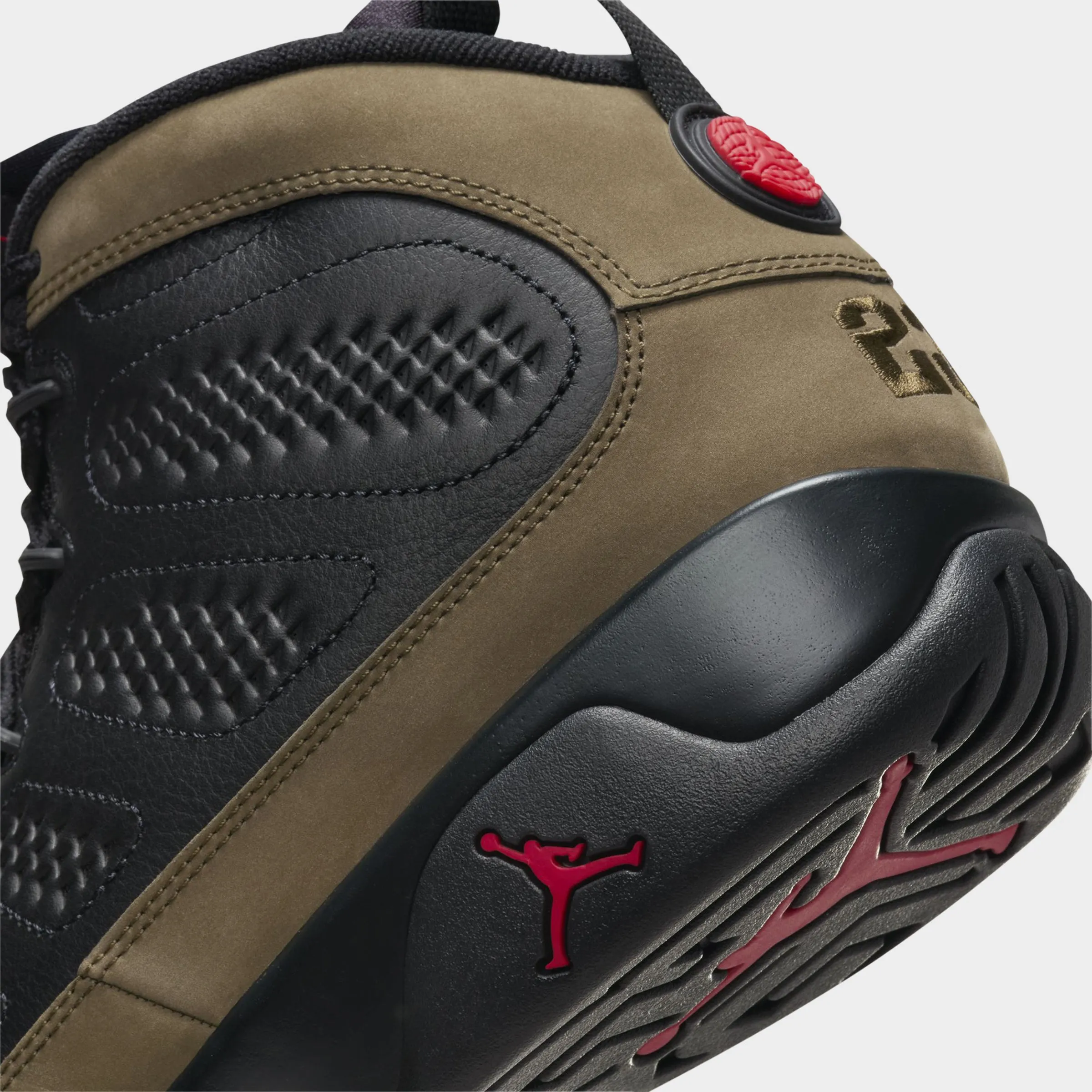 Jordan 9 Retro Black / True Red - Light Olive