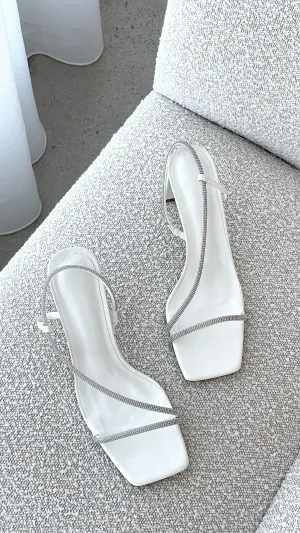 Kaye Heels - White Diamante