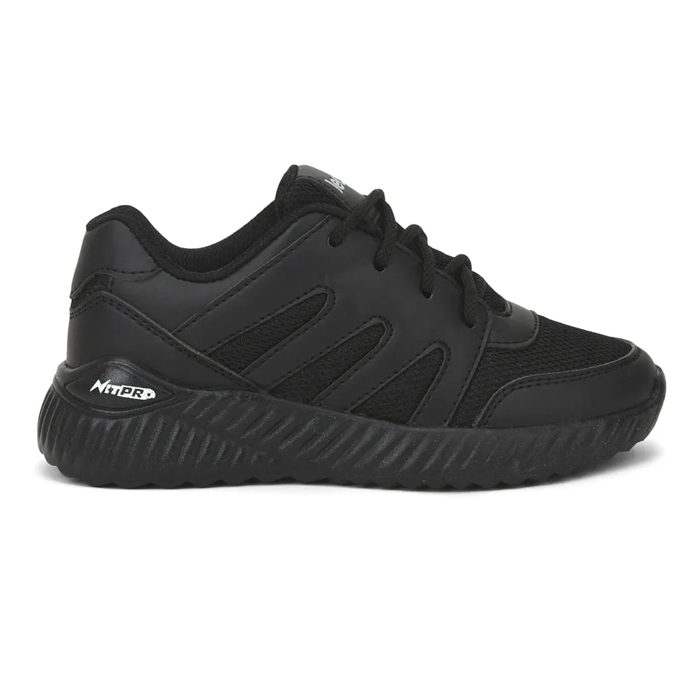Leap7x Black Lacing Uniform School Shoes For Kids NITSCHO-1L By Liberty