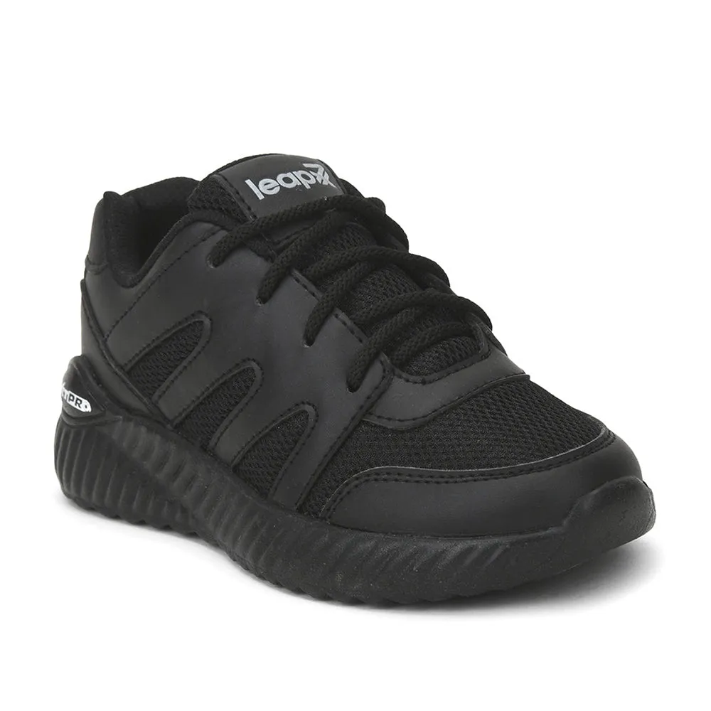 Leap7x Black Lacing Uniform School Shoes For Kids NITSCHO-1L By Liberty