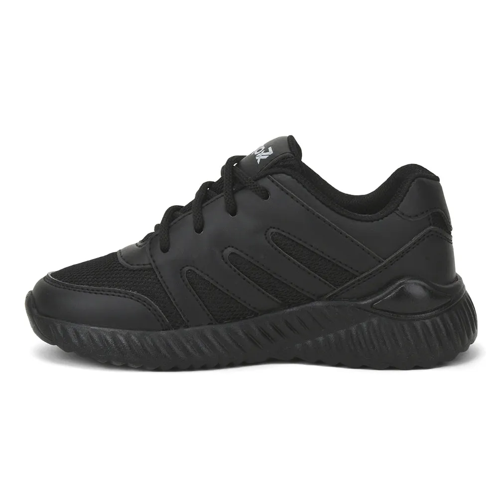 Leap7x Black Lacing Uniform School Shoes For Kids NITSCHO-1L By Liberty