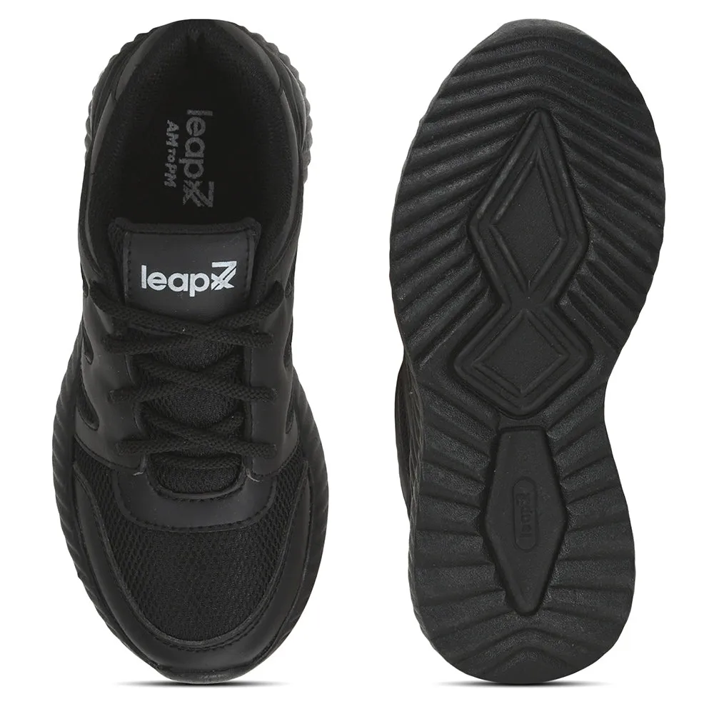 Leap7x Black Lacing Uniform School Shoes For Kids NITSCHO-1L By Liberty