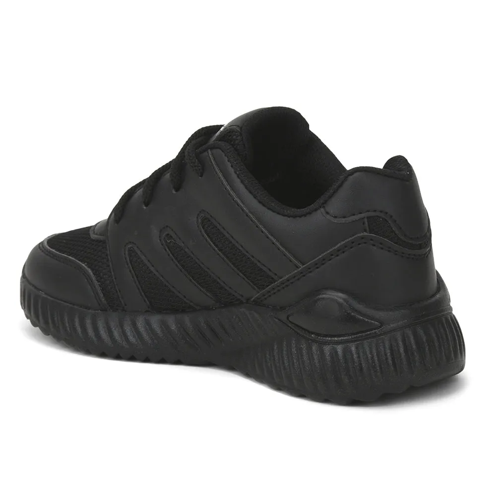 Leap7x Black Lacing Uniform School Shoes For Kids NITSCHO-1L By Liberty