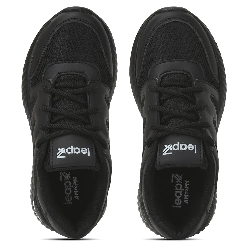 Leap7x Black Lacing Uniform School Shoes For Kids NITSCHO-1L By Liberty