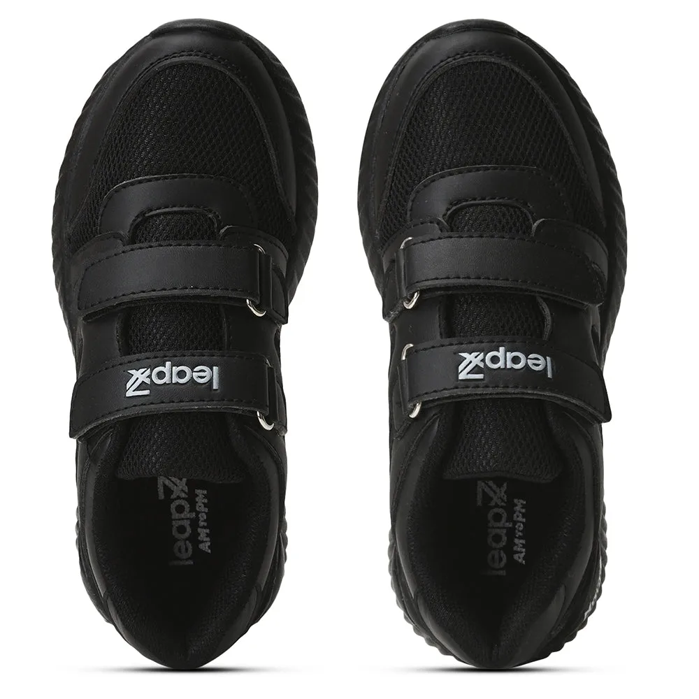 Leap7x Black Velcro Uniform School Shoes For Kids NITSCHO-1V By Liberty