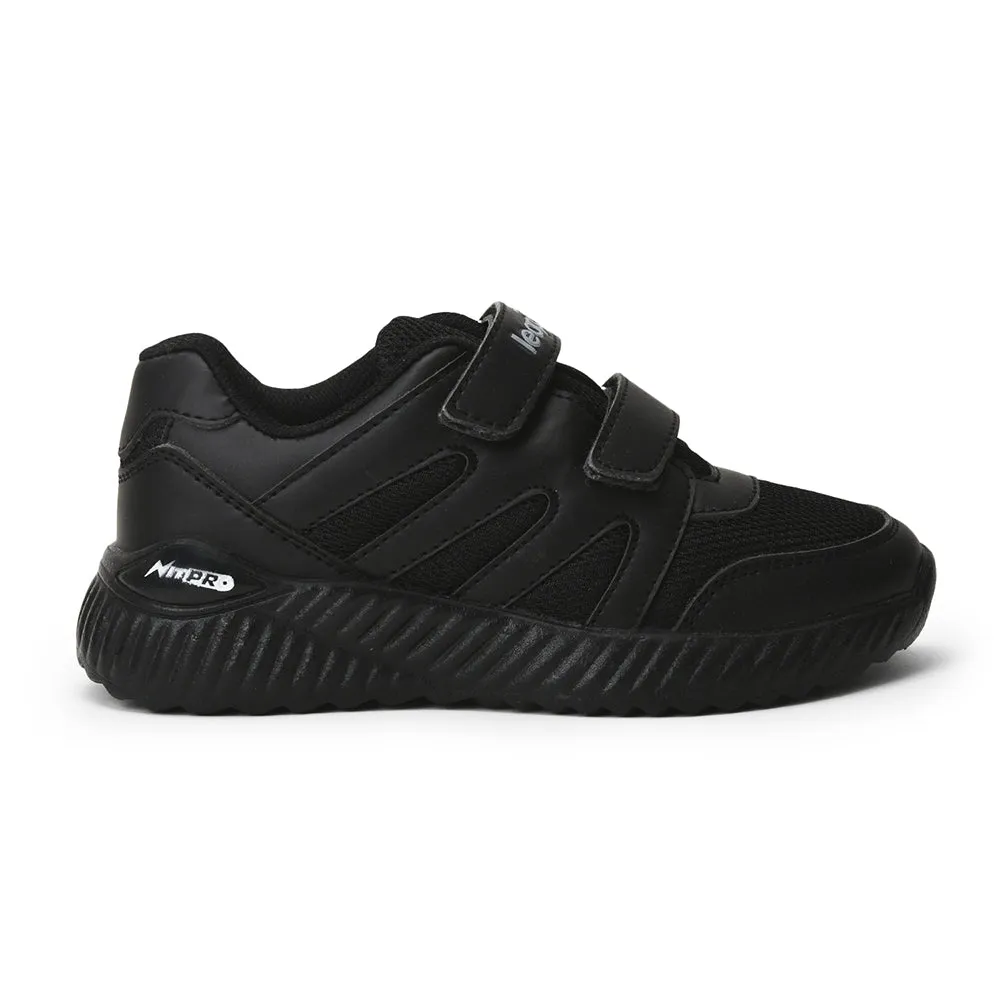 Leap7x Black Velcro Uniform School Shoes For Kids NITSCHO-1V By Liberty