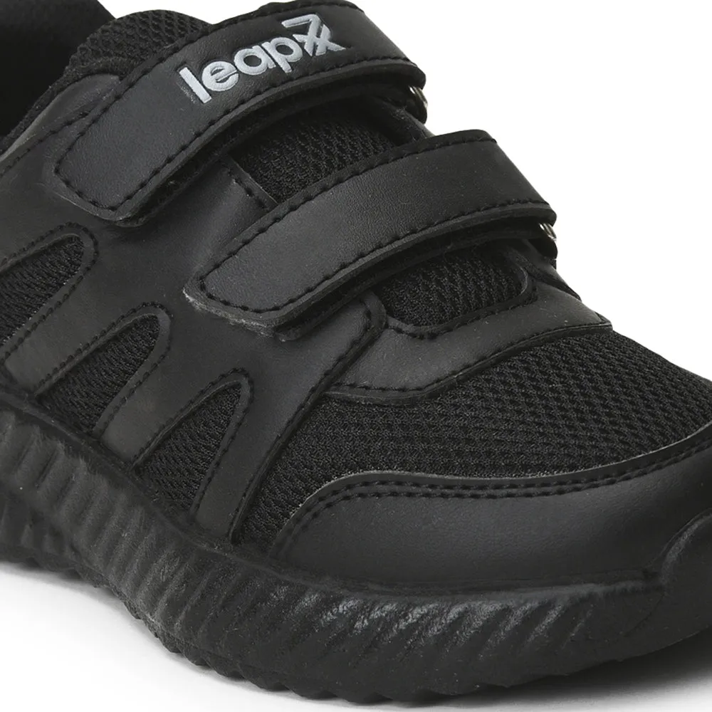 Leap7x Black Velcro Uniform School Shoes For Kids NITSCHO-1V By Liberty