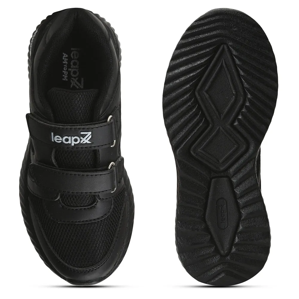 Leap7x Black Velcro Uniform School Shoes For Kids NITSCHO-1V By Liberty