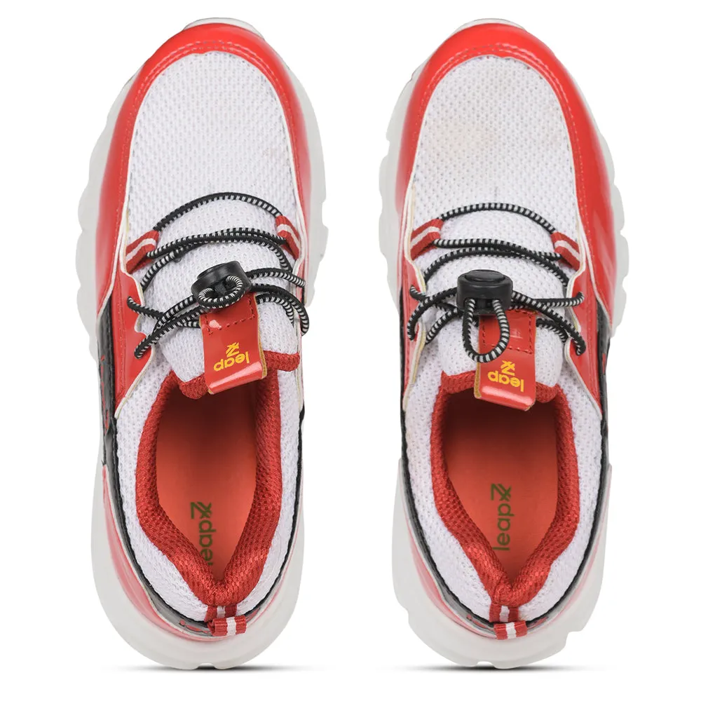 Leap7x Lace Up Casual Shoes For Kids (Red) JEEVA-05 By Liberty