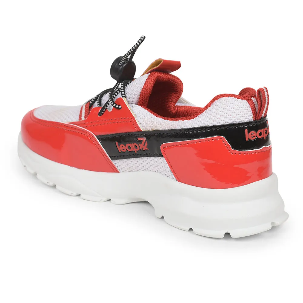 Leap7x Lace Up Casual Shoes For Kids (Red) JEEVA-05 By Liberty