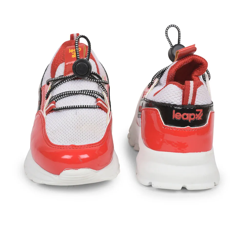 Leap7x Lace Up Casual Shoes For Kids (Red) JEEVA-05 By Liberty