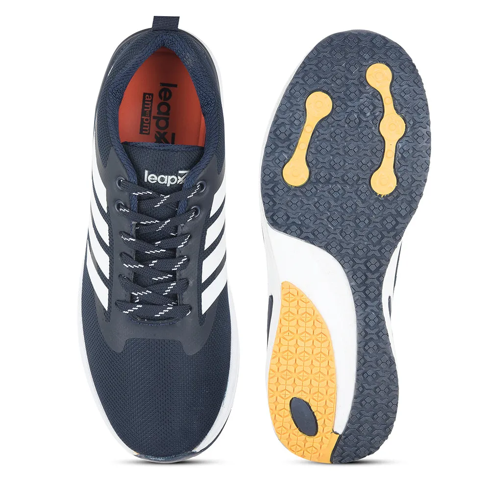 Leap7x Navy Blue Sports Lacing Running Shoes For Men CAPSICO-1 By Liberty