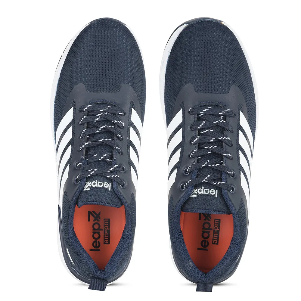 Leap7x Navy Blue Sports Lacing Running Shoes For Men CAPSICO-1 By Liberty