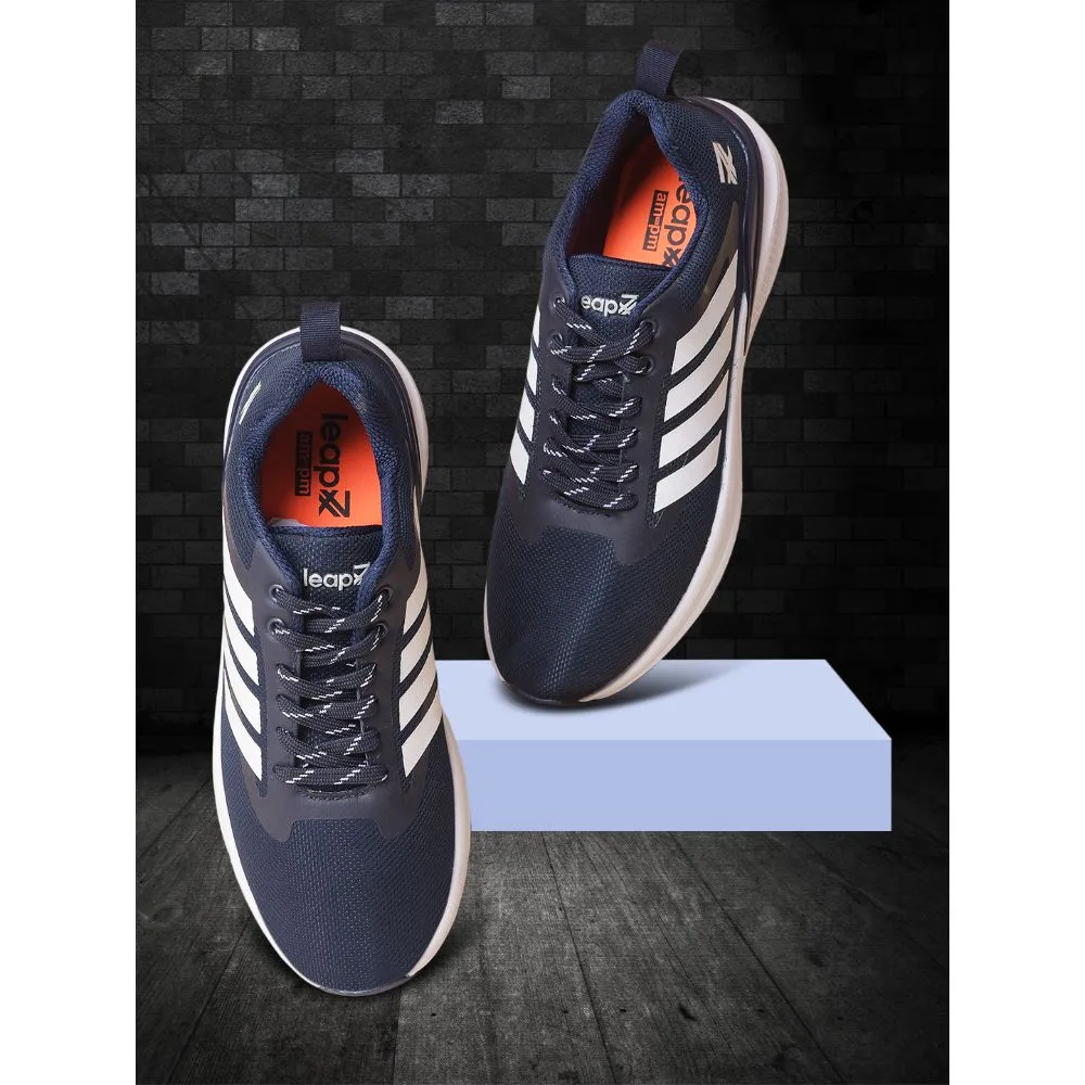 Leap7x Navy Blue Sports Lacing Running Shoes For Men CAPSICO-1 By Liberty