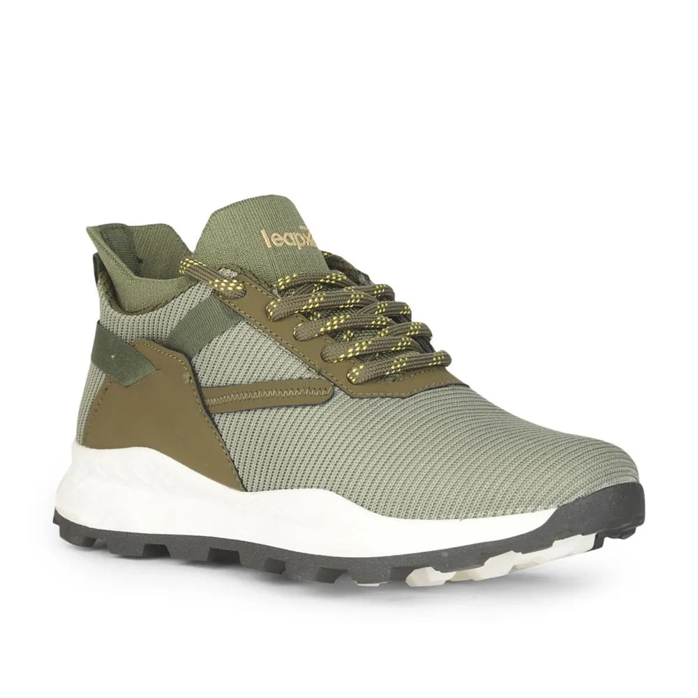 Leap7x Sports Lacing Running Shoe For Men (Olgreen) ELWOOD By Liberty