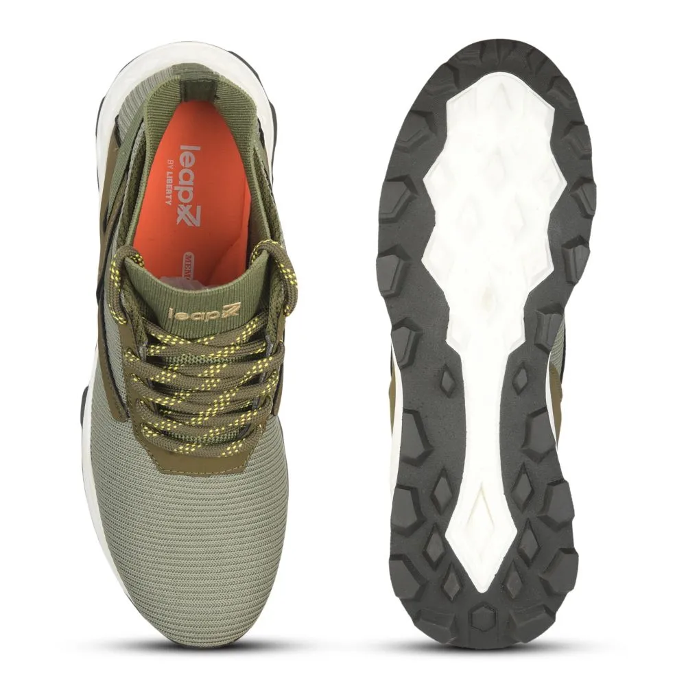 Leap7x Sports Lacing Running Shoe For Men (Olgreen) ELWOOD By Liberty