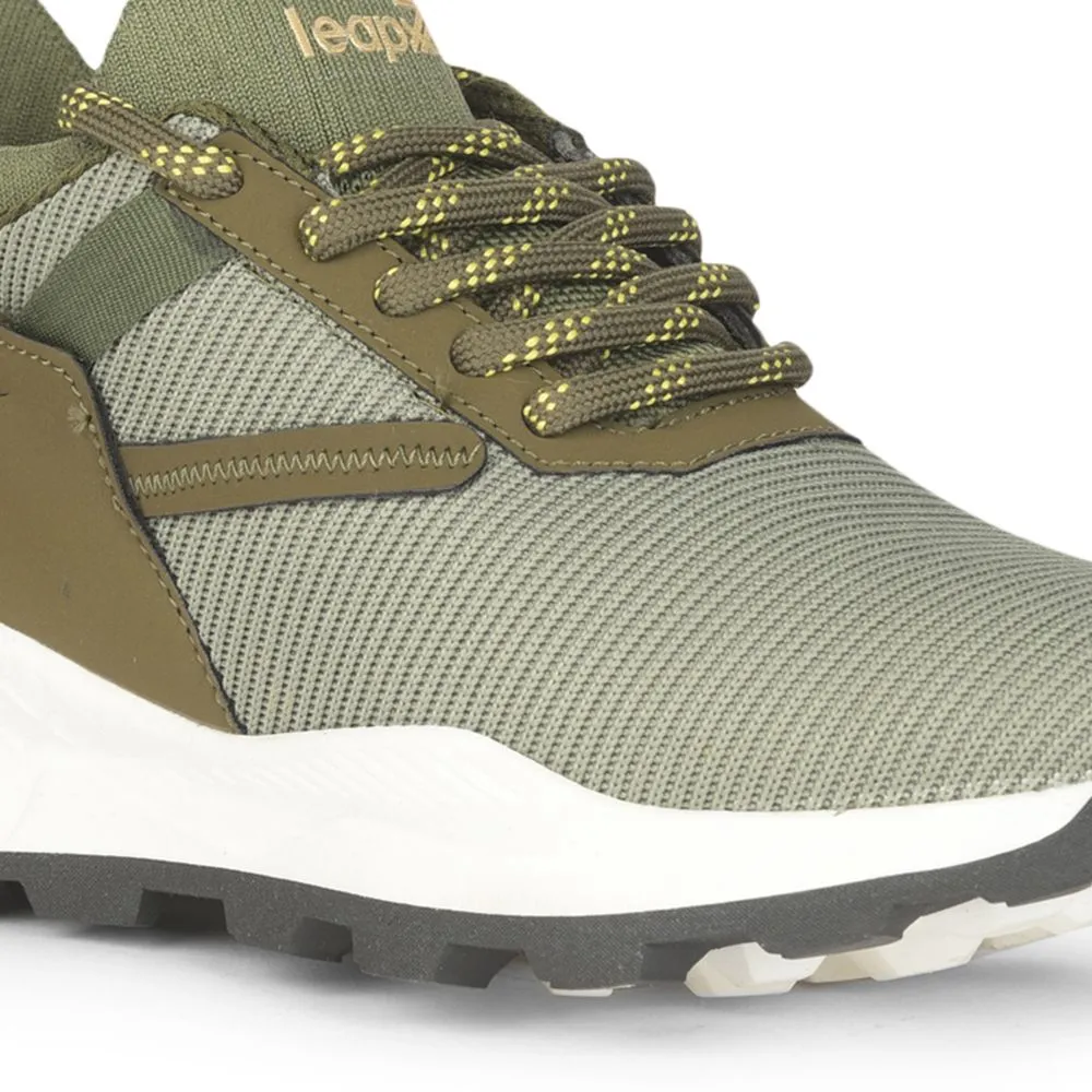 Leap7x Sports Lacing Running Shoe For Men (Olgreen) ELWOOD By Liberty
