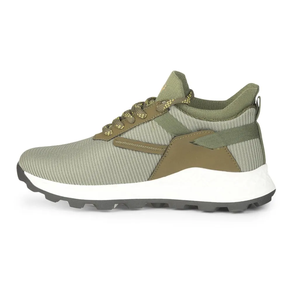 Leap7x Sports Lacing Running Shoe For Men (Olgreen) ELWOOD By Liberty