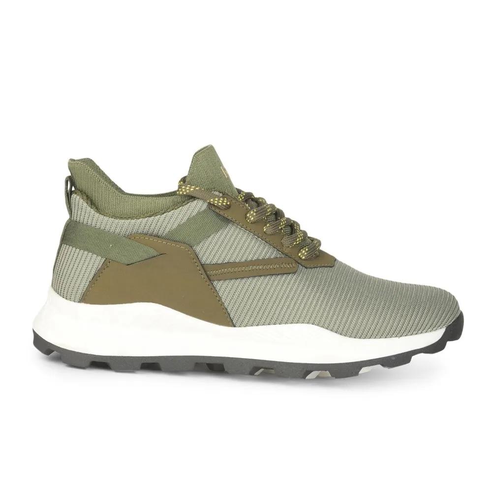 Leap7x Sports Lacing Running Shoe For Men (Olgreen) ELWOOD By Liberty
