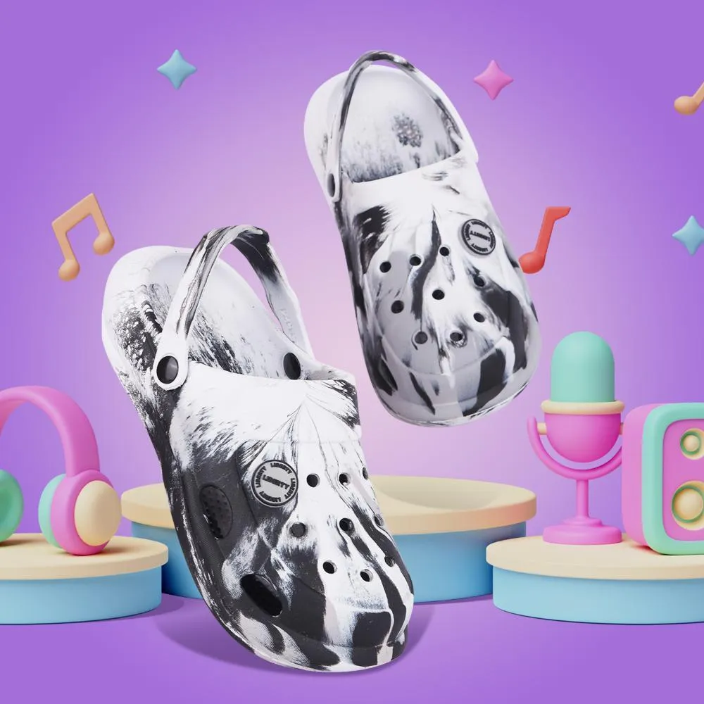 Lucy & Luke Black Slingback Clogs For Kids ALEX-02E By Liberty