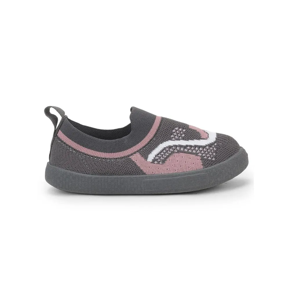 Lucy & Luke (Grey) Casual Non Lacing Shoes For Kids 8152-1 By Liberty