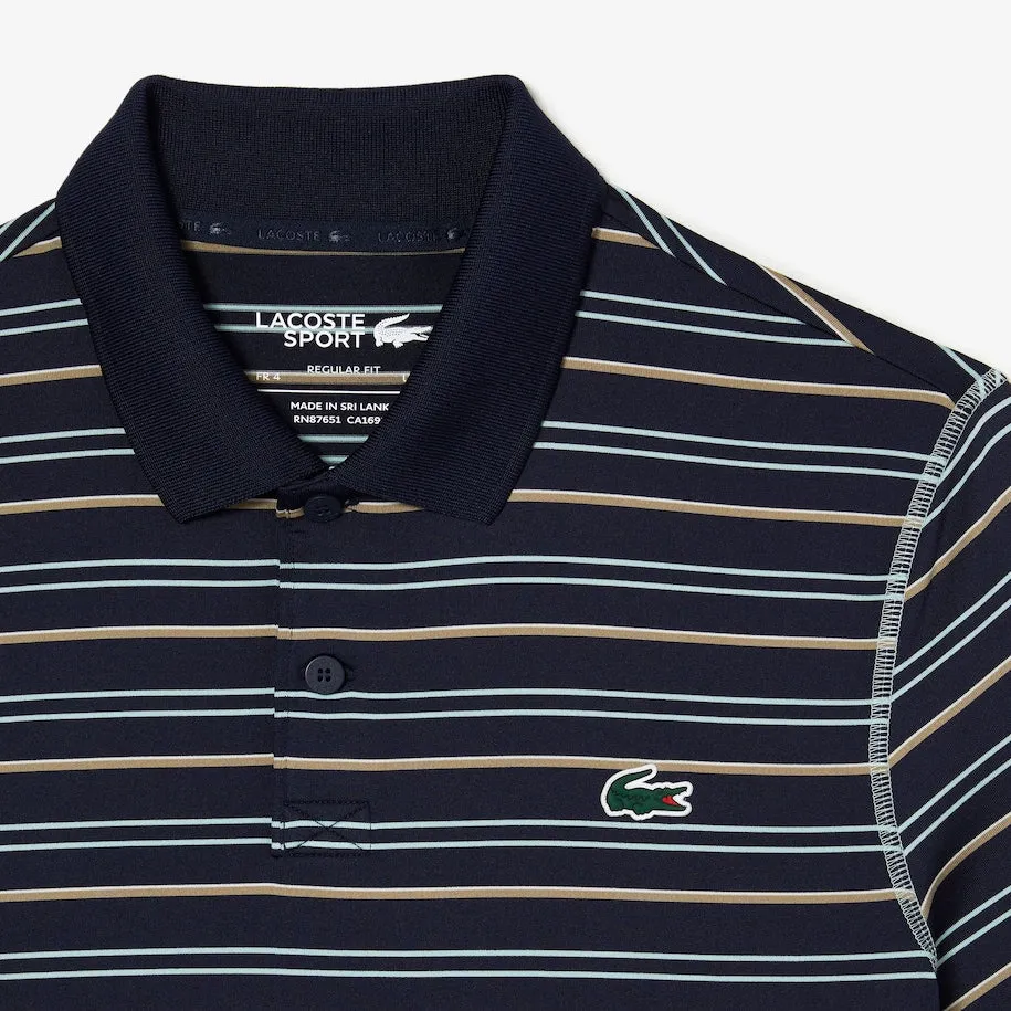 Men’s Golf Recycled Polyester Stripe Polo Navy Blue