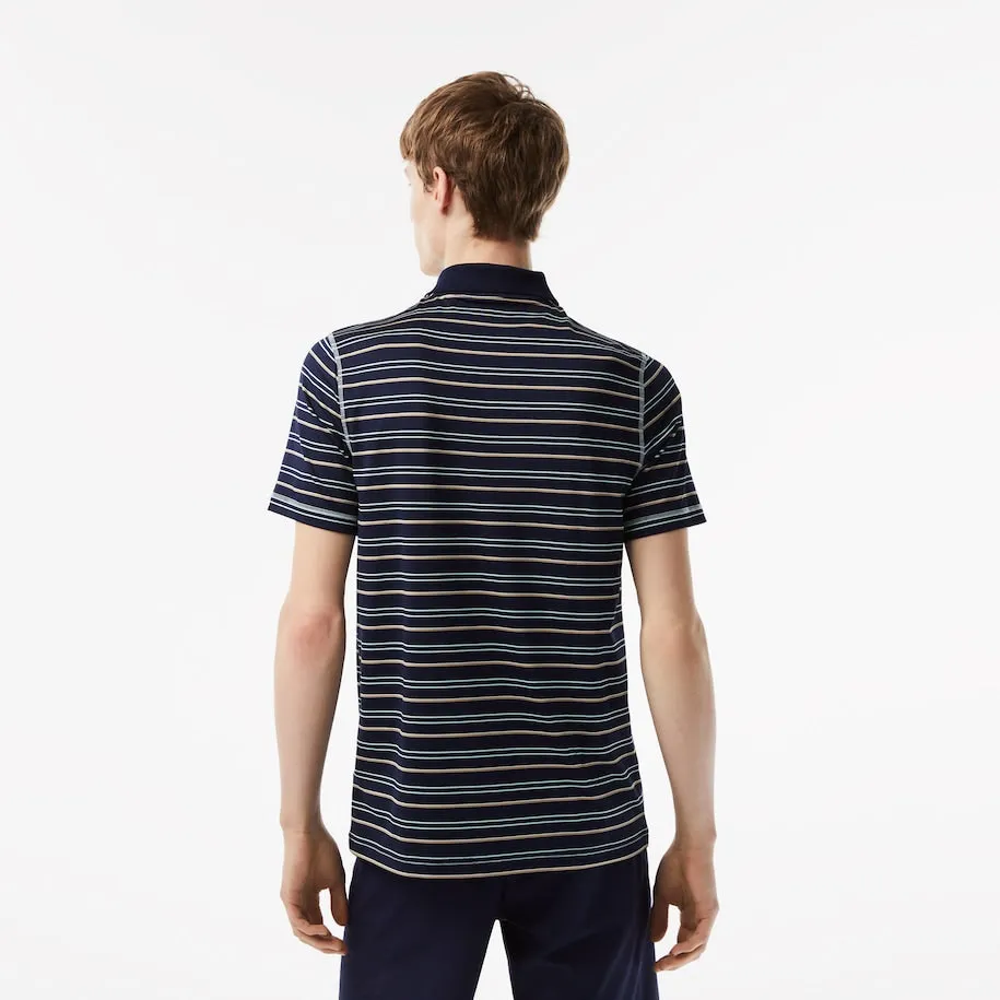 Men’s Golf Recycled Polyester Stripe Polo Navy Blue