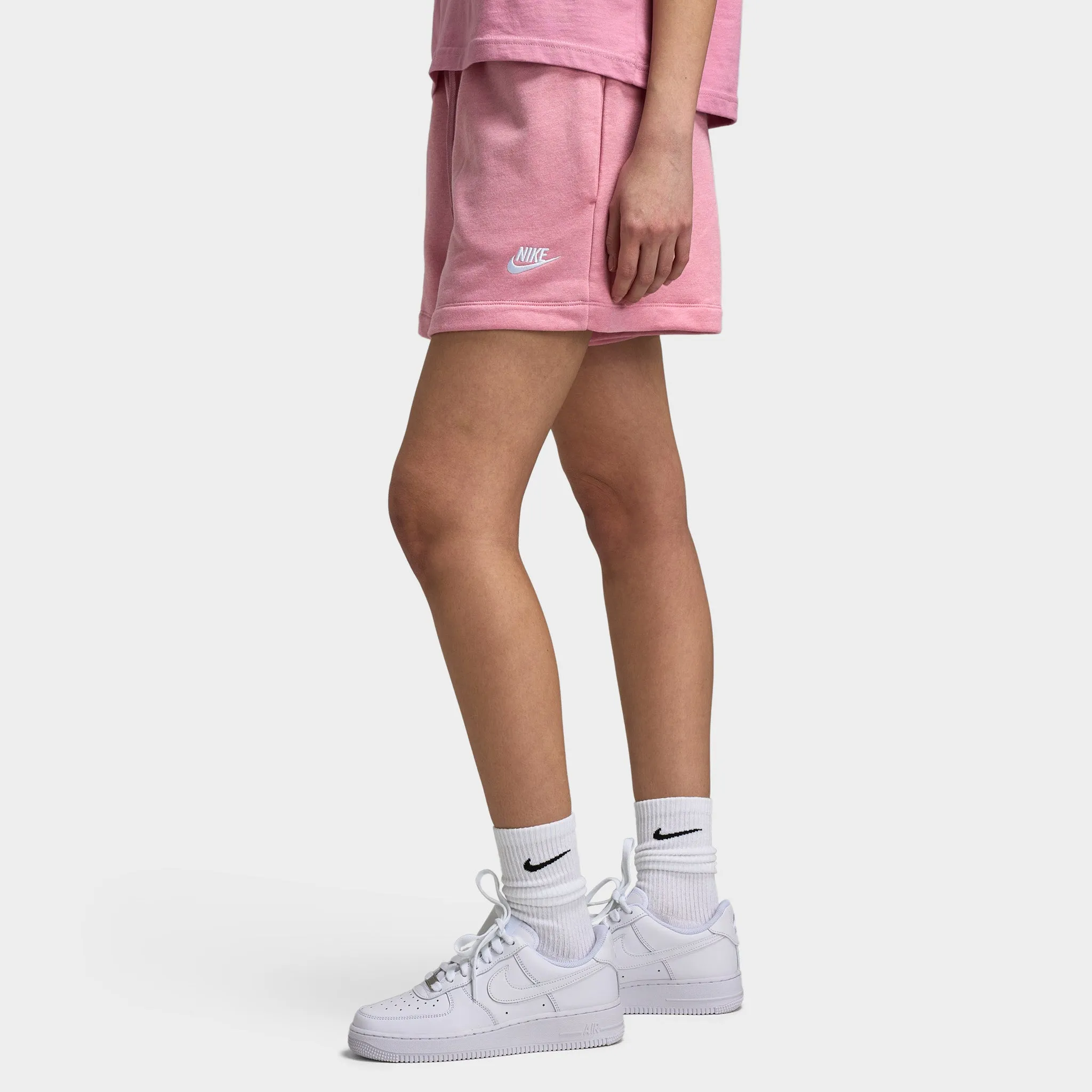 Nike Sportswear Club Fleece Women's Mid Rise Shorts Elemental Pink / Heather - White