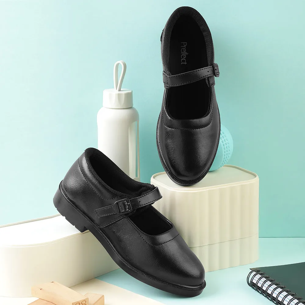 Prefect Black Ballerina Dress Shoes For Kids SKOOLGRLPU By Liberty