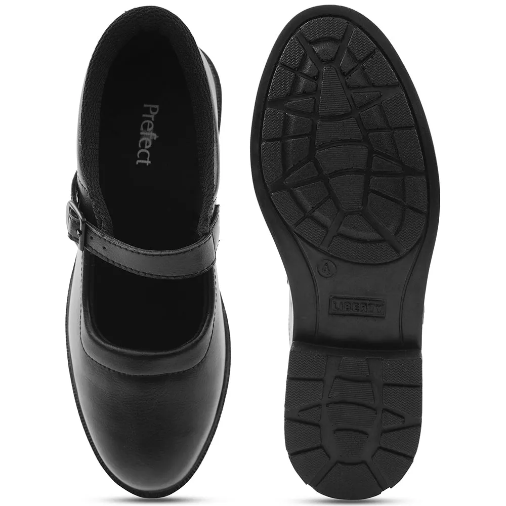 Prefect Black Ballerina Dress Shoes For Kids SKOOLGRLPU By Liberty