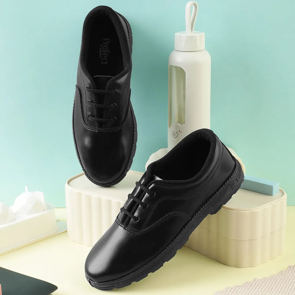 Prefect Black Lacing Uniform School Shoes For Kids S-BOYEXCEA By Liberty