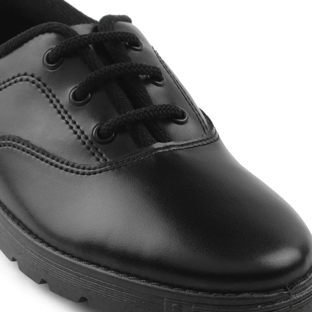 Prefect Black Lacing Uniform School Shoes For Kids S-BOYEXCEA By Liberty