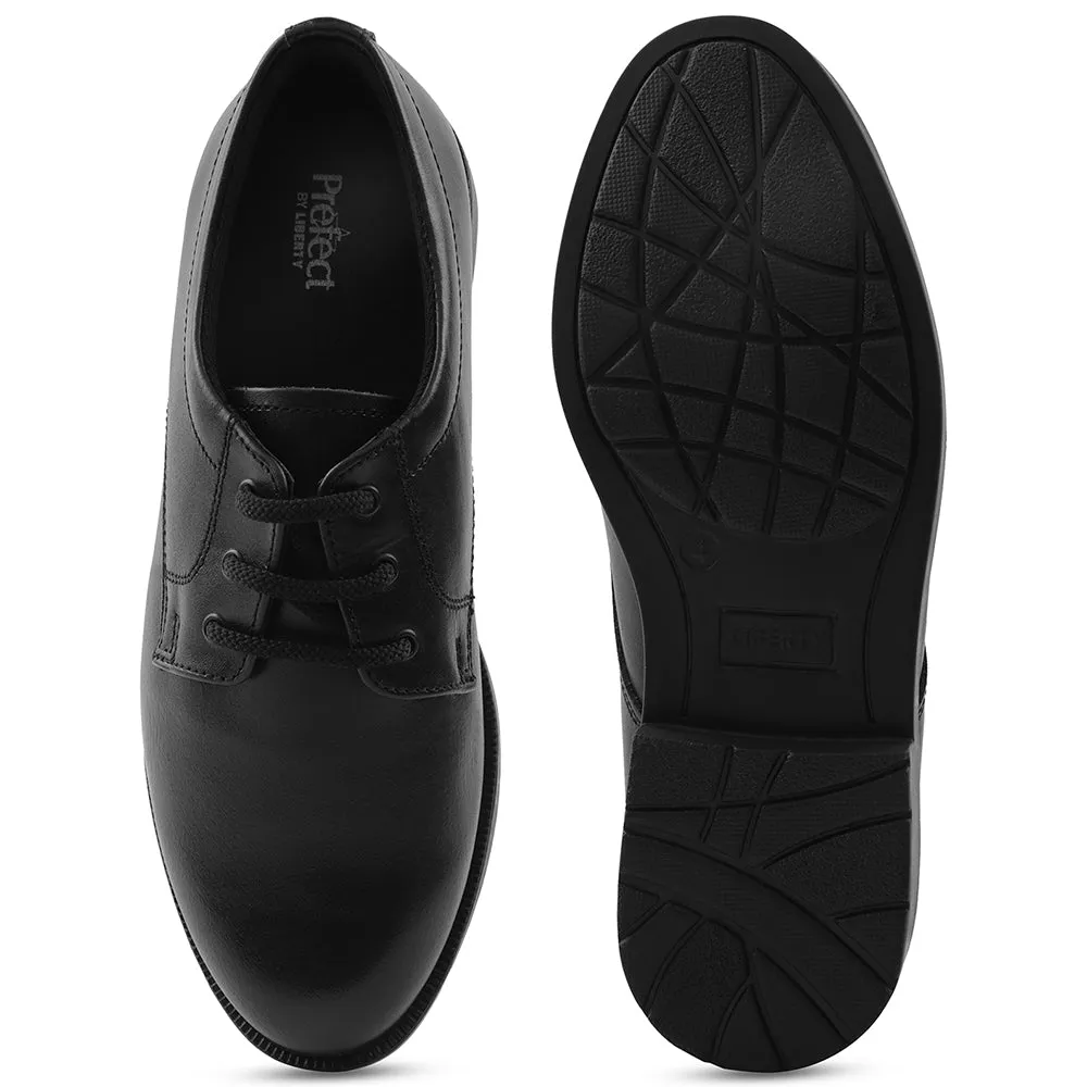 Prefect Black Lacing Uniform School Shoes For Kids S/BOY-LS By Liberty