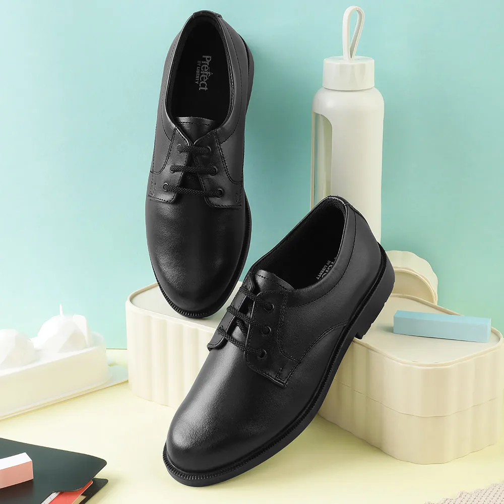 Prefect Black Lacing Uniform School Shoes For Kids S/BOY-LS By Liberty