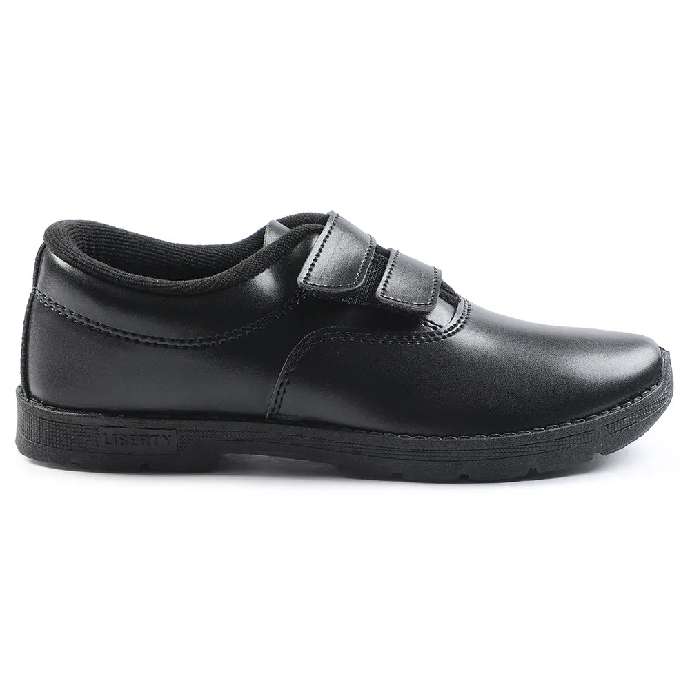 Prefect Black Velcro Uniform School Shoes For Kids S/BOY-V By Liberty