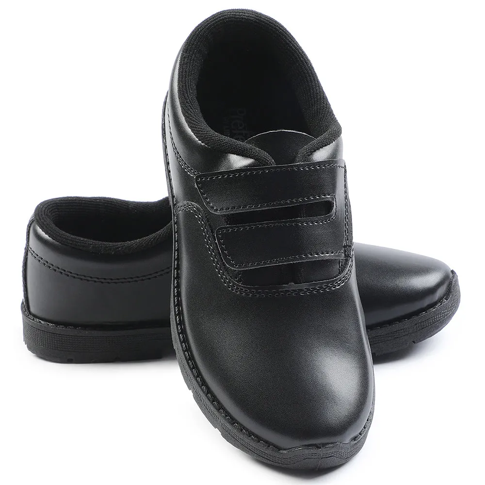 Prefect Black Velcro Uniform School Shoes For Kids S/BOY-V By Liberty