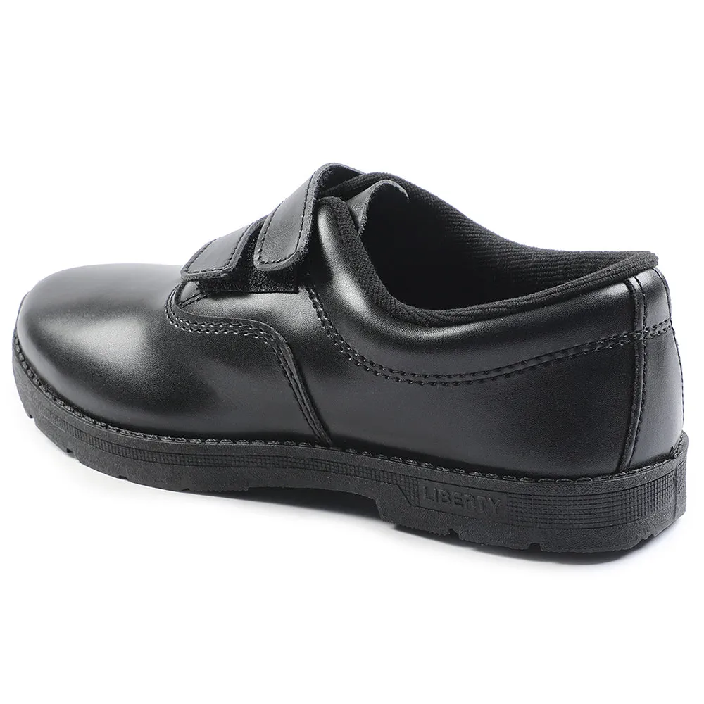 Prefect Black Velcro Uniform School Shoes For Kids S/BOY-V By Liberty