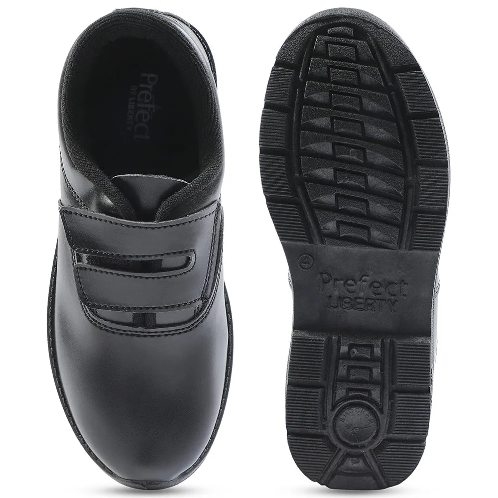 Prefect Black Velcro Uniform School Shoes For Kids S/BOY-V By Liberty