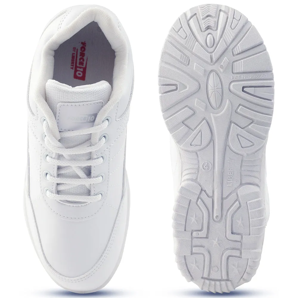 Prefect White Lacing Uniform School Shoes For Kids SCHZONE By Liberty