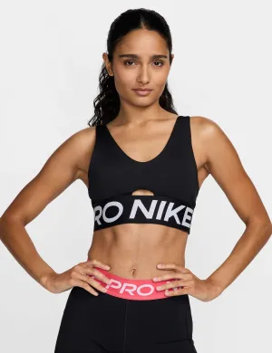 Pro Indy Plunge Medium-Support Sports Bra - Black/White