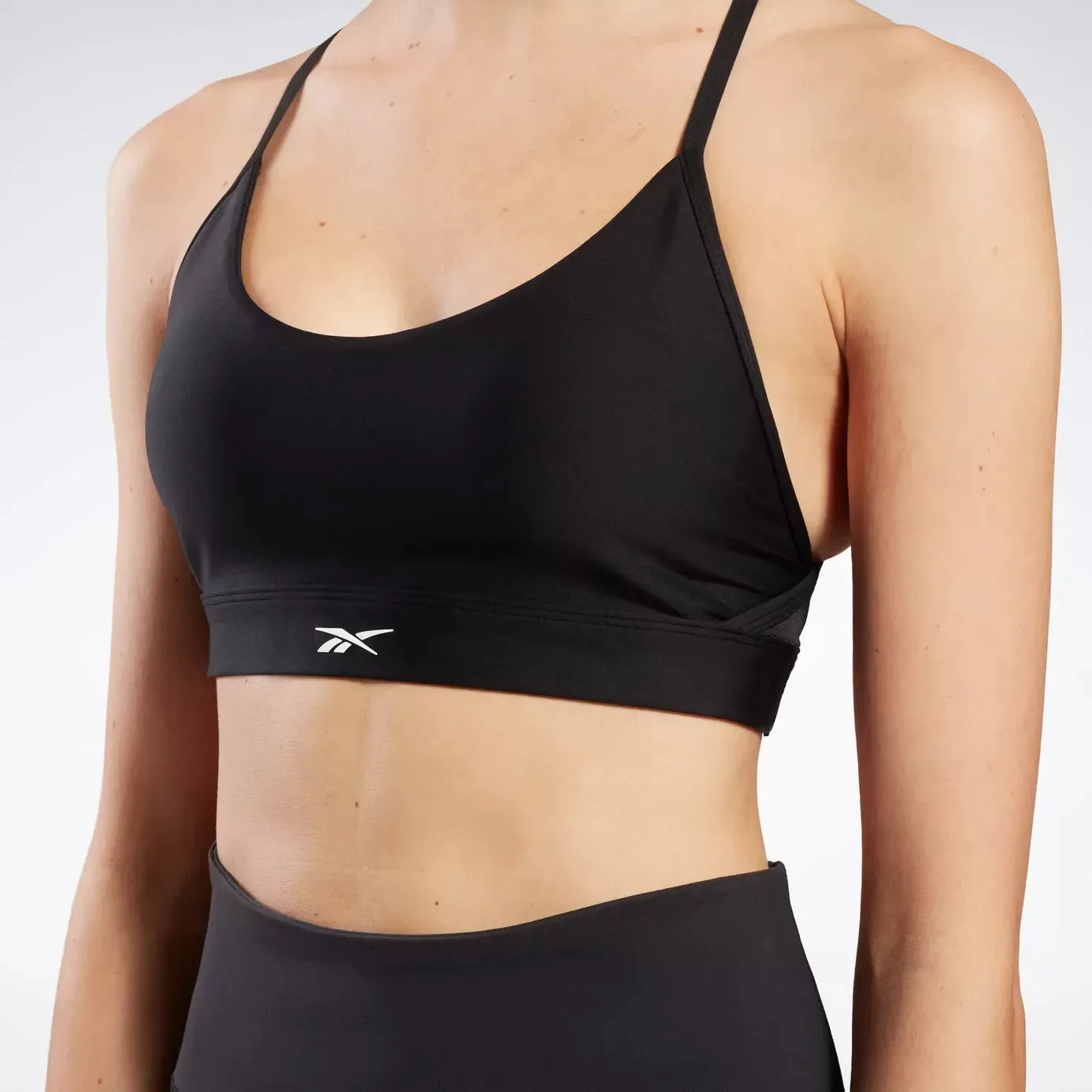 REEBOK WOMENS LUX STRAPPY BLACK SPORTS BRA