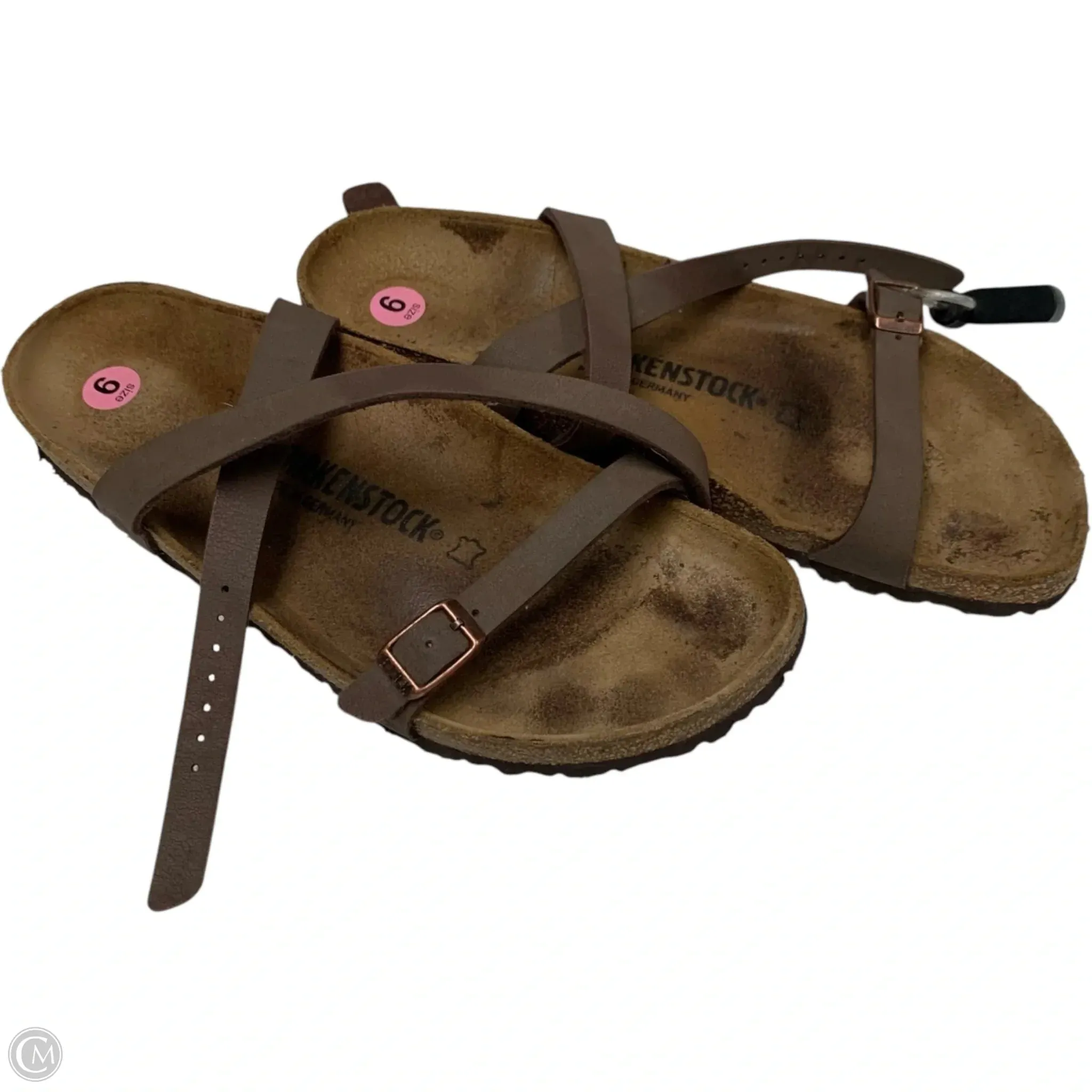 Sandals Flats By Birkenstock In Brown, Size: 9