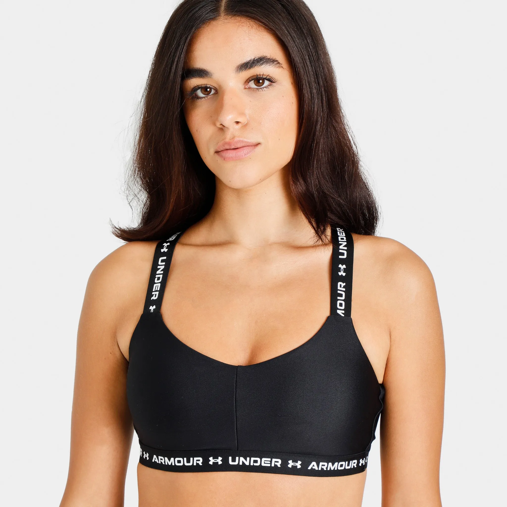 Under Armour Women's Crossback Low Bra Black / White - White