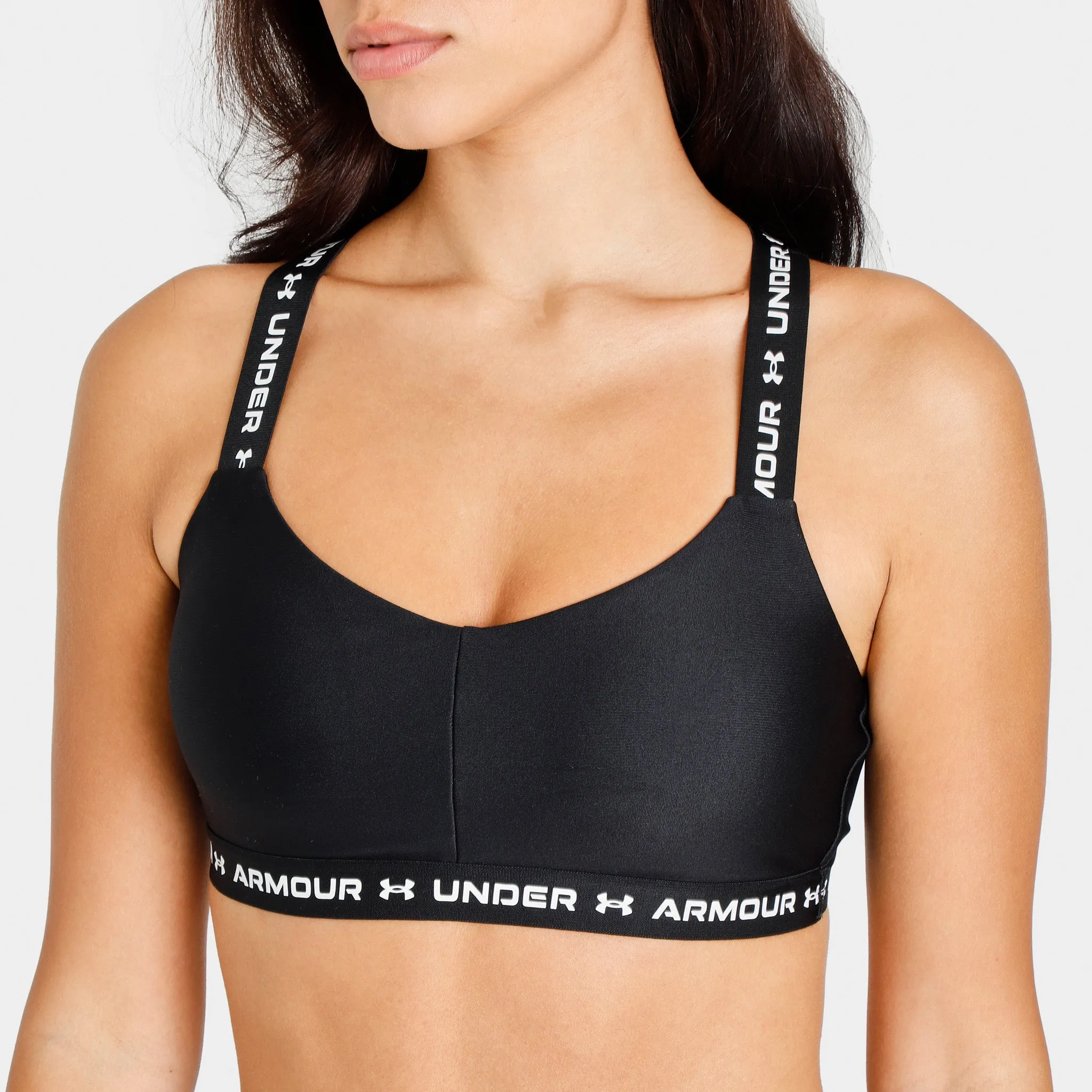 Under Armour Women's Crossback Low Bra Black / White - White